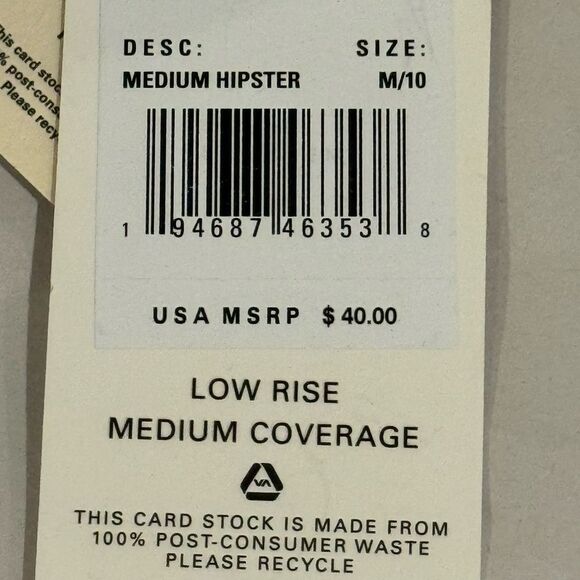 RVCA WOMEN’S LOW RISE MEDIUM COVERAGE HIPSTER BOTTOMS SIZE MEDIUM DARK IVY NWT - Picture 8 of 8